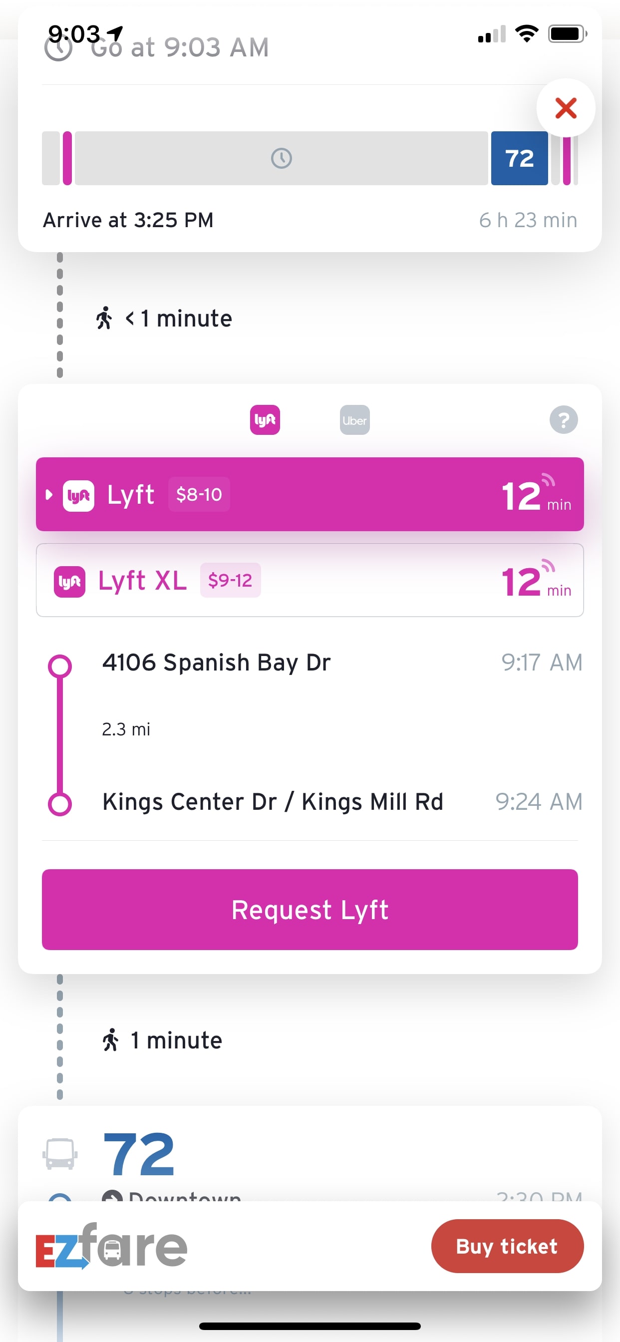 Screenshots of competitor applications