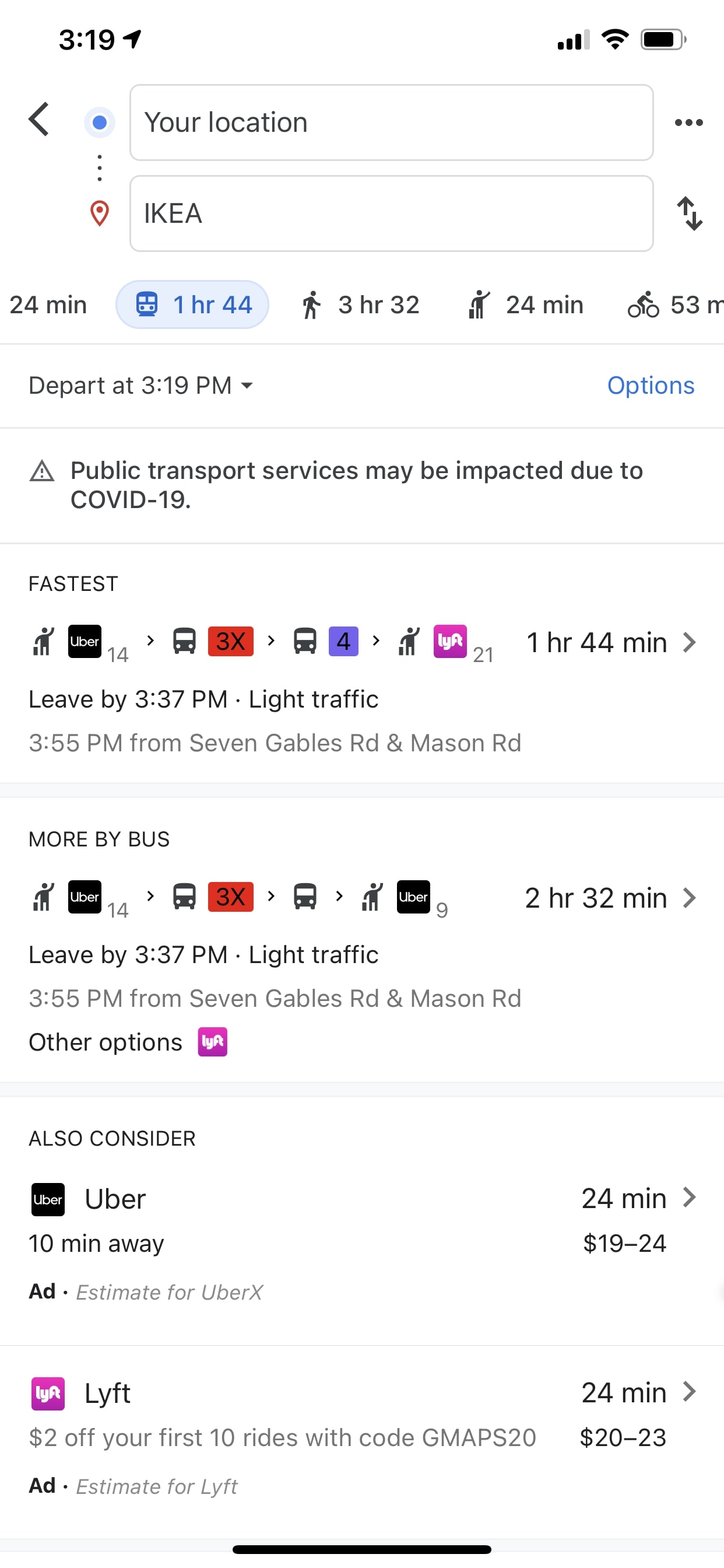 Screenshots of competitor applications