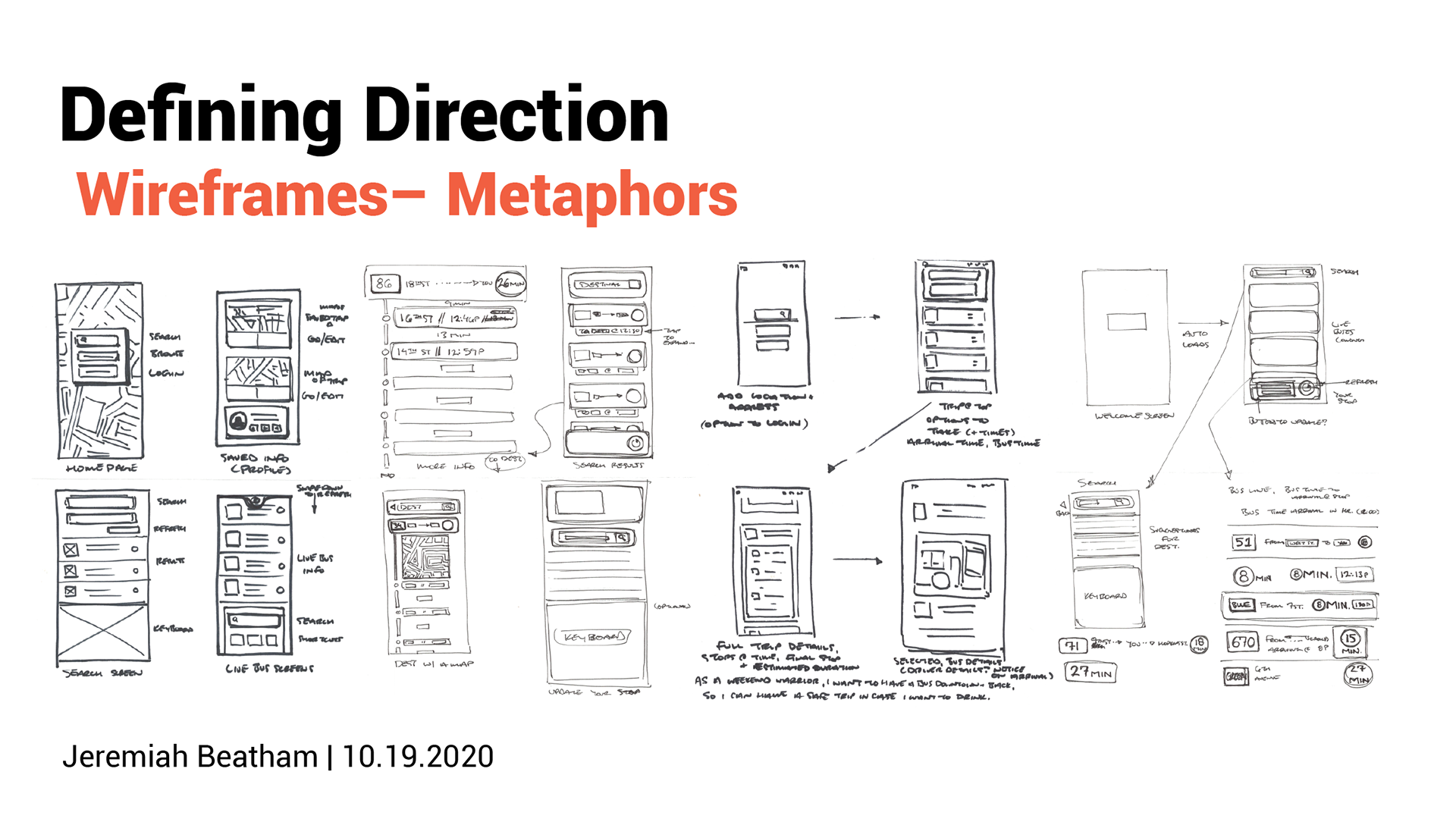 Wireframes of the ZipTrip concepts